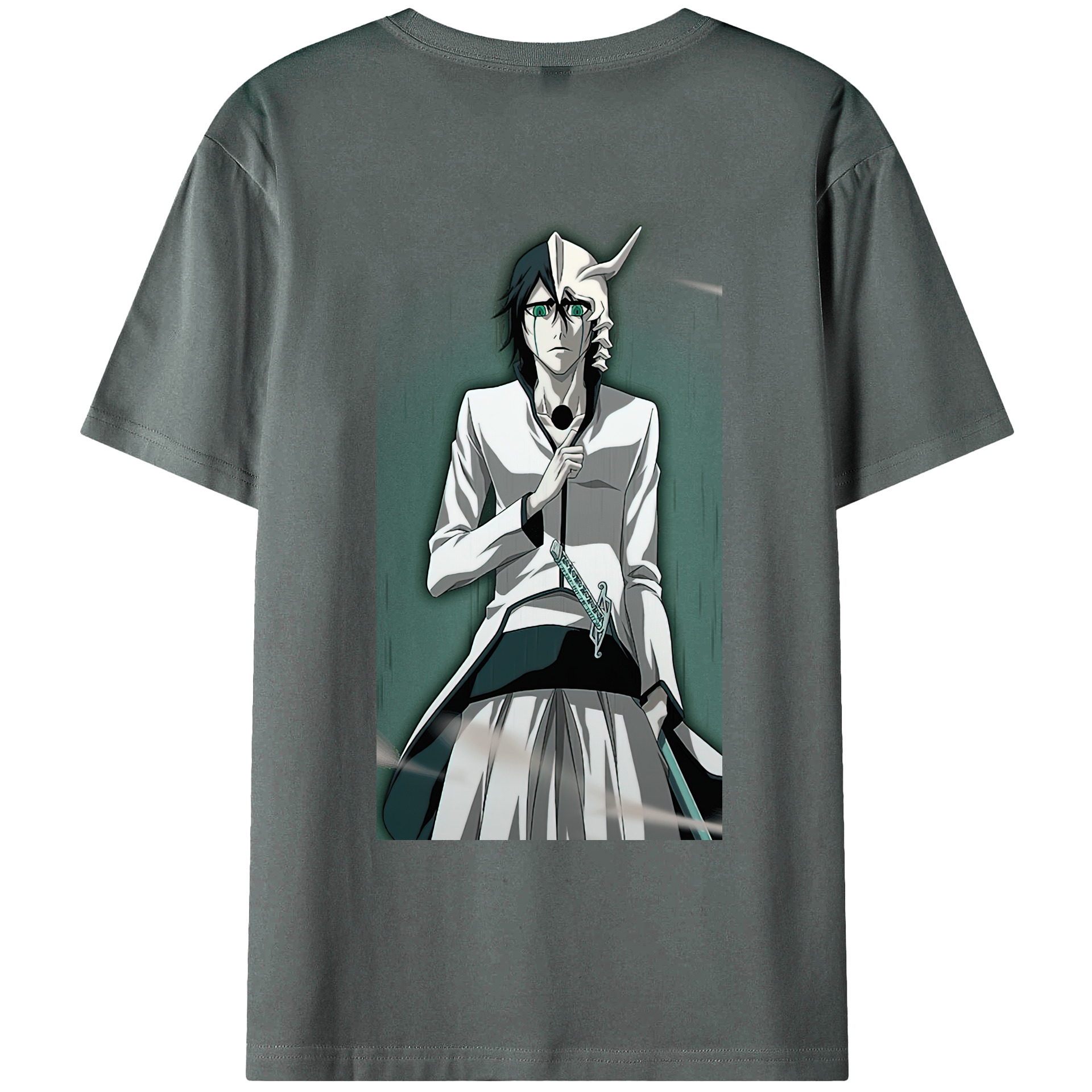 （画像用） ブリーチ ウルキオラ·シファー BLEACH Ulquiorra cifer 綿100％ メンズ半袖Tシャツ（バックプリント） 通気性